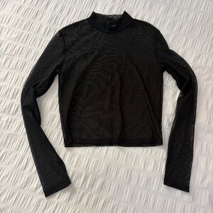 Charlotte Russe Black Mesh Long Sleeve Top
